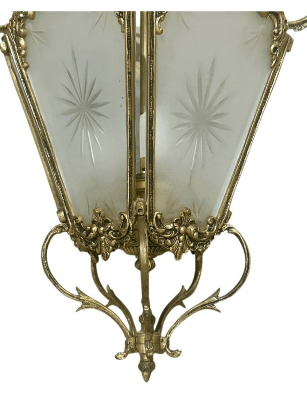 Vintage Spanish Rococo Style Etched Glass Wired Pendant Light - Picture 6 of 12